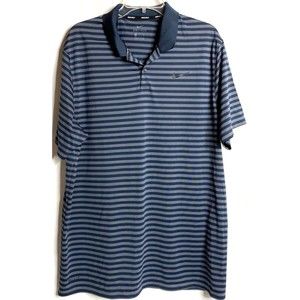 Nike Golf Dri-Fit Polyester Blue Striped Activewear Polo Shirt Men's Size XL